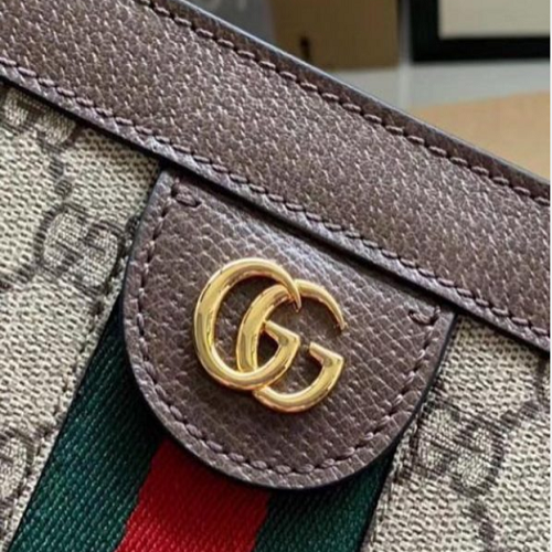 شحن مجانا ....محفظة غوتشي مونوغرام، جلد بني، مخططة باللونين الأحمر والأخضر، 19 سم  Gucci high Quality